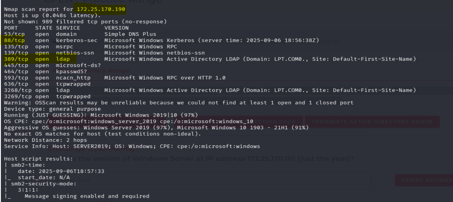 Nmap Scan for DCs